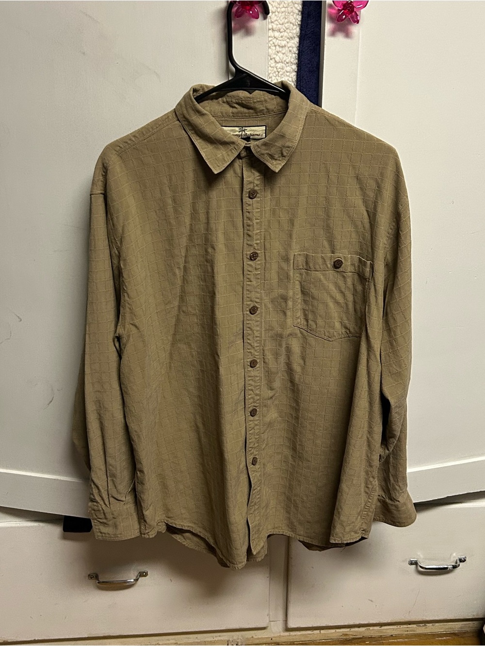 Tommy Bahama Olive/Tan Long-Sleeve Button-Down Shirt